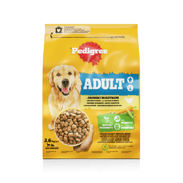 Pedigree - суха храна за кучета с птиче и зеленчуци - 2.6 кг.