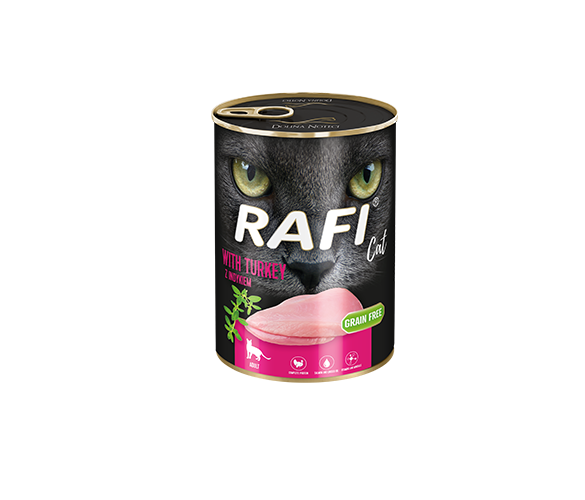 RAFI CAT TURKEY - консервирана храна с пуешко месо - 6 броя x 400 гр.
