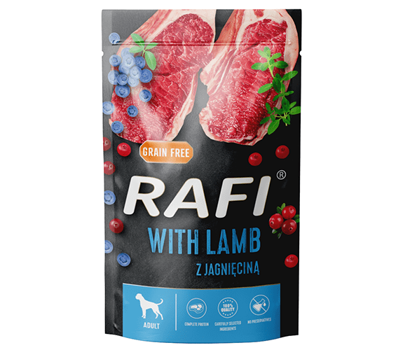RAFI – пауч за кучета с агнешко – 6 броя x 500 гр.
