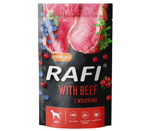 RAFI – пауч за кучета с говеждо – 6 броя x 500 гр.