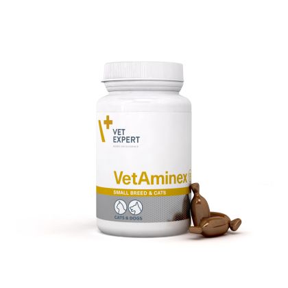 Vet Expert VetAminex small breed & cats Twist off - Хранителна добавка подпомагаща за правилното функциониране при кучета и котки от малки породи - 60 капсули