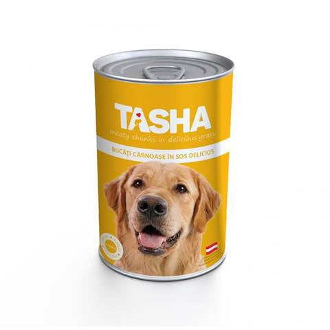 Tasha - консервирана храна за кучета с пуйка - 6 броя х 415 гр. или 6 броя х 1240 гр.