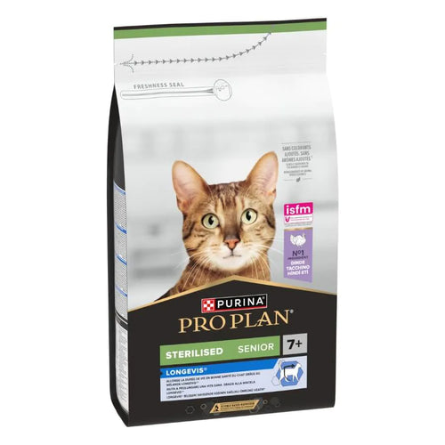 Purina Pro Plan Sterilized Senior - Суха храна за кастрирани възрастни котки с пуйка - 1.5 кг.
