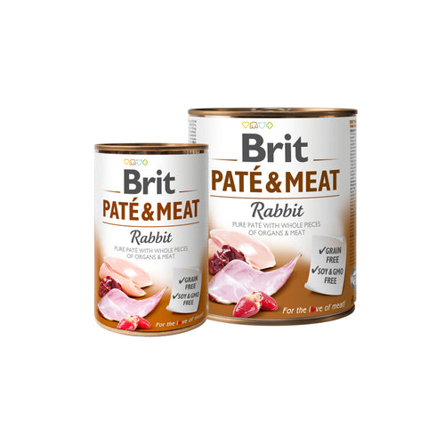 Brit PATÉ & MEAT - консервирана храна за кучета с прясно заешко месо  - 6 броя х 400 гр. или 6 броя х 800 гр.