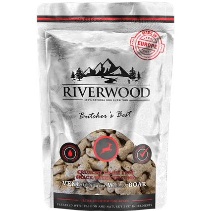 Riverwood - хрупкави лакомства за кучета с елен и глиган - 200 гр.