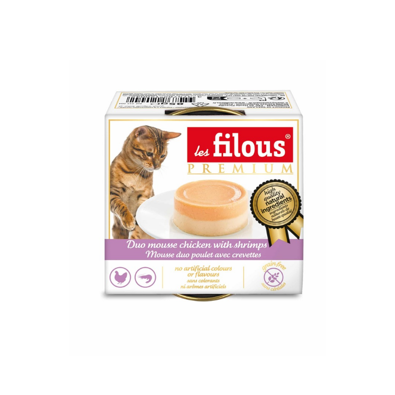 Les Filous - двоен мус за котки с пилешко месо и скариди - 6 броя x 85 гр.
