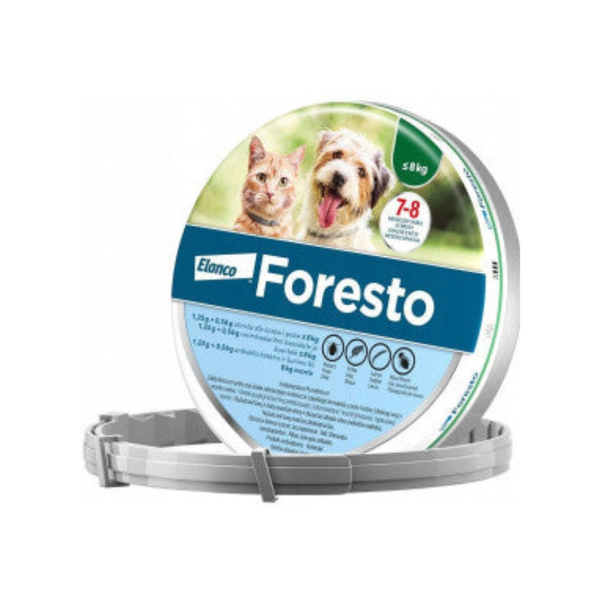 Foresto - Противопаразитна каишка с действие до 8 месеца, 38 см. за котки и кучета до 8 кг. - 1 брой в опаковка