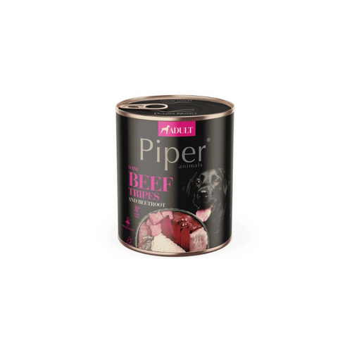 Piper Adult - консервирана храна за кучета с говеждо шкембе и червено цвекло - 6 броя х 800 гр.
