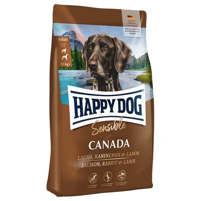 Хепи дог Canada - суха храна за кучета със сьомга, заешко и агнешко