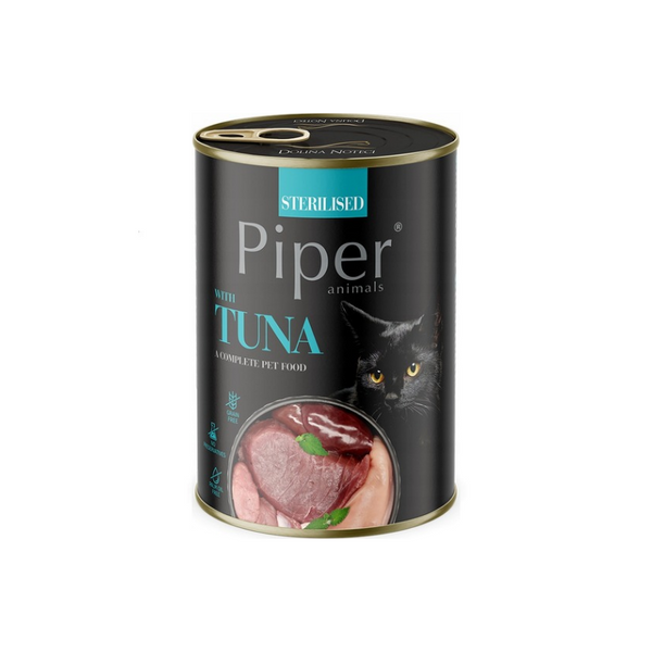 Piper Cat - консервирана храна за кастрирани котки с риба тон - 6 броя х 400 гр.