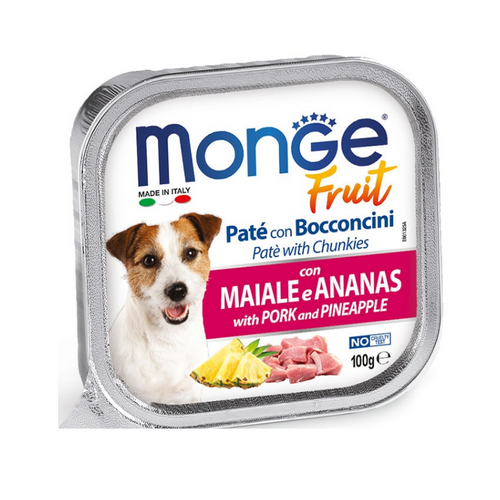 Monge Fruit - паучове за кучета със свинско и ананас - 6 броя x 100 гр.