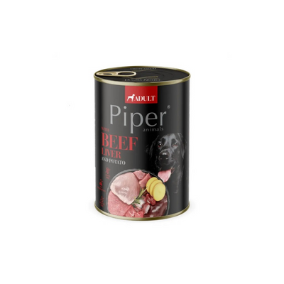 Piper Adult - консервирана храна за кучета с телешки дроб и картофи - 6 броя х 400 гр.
