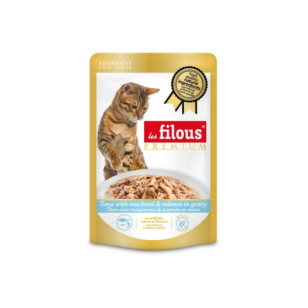 Les Filous - паучове за котки със скумрия и сьомга в сос - 6 броя x 80 гр.