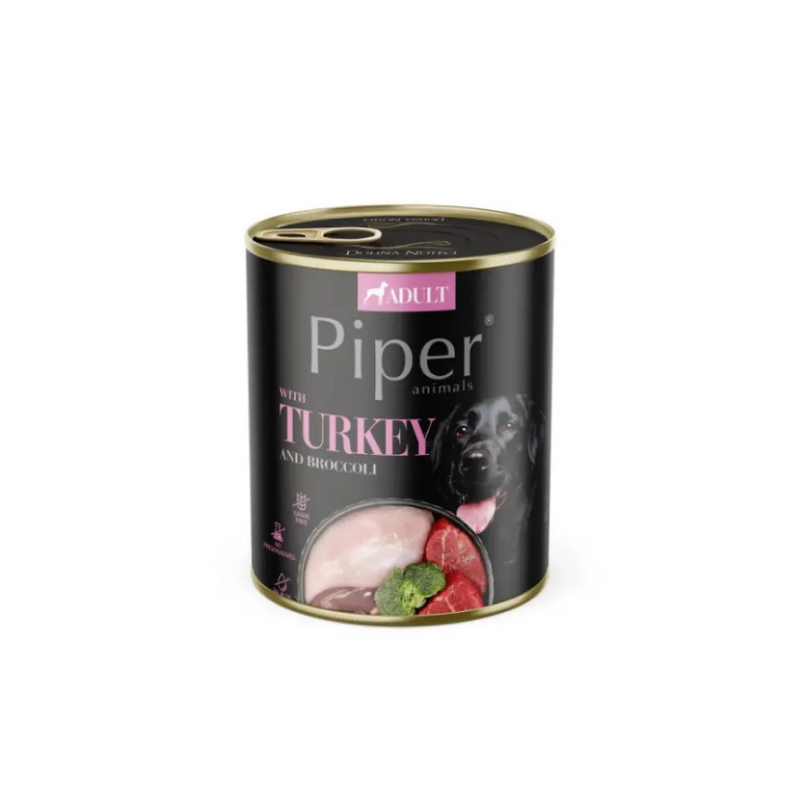 Piper Adult - консервирана храна за кучета с пуйка и броколи - 6 броя х 400 гр.