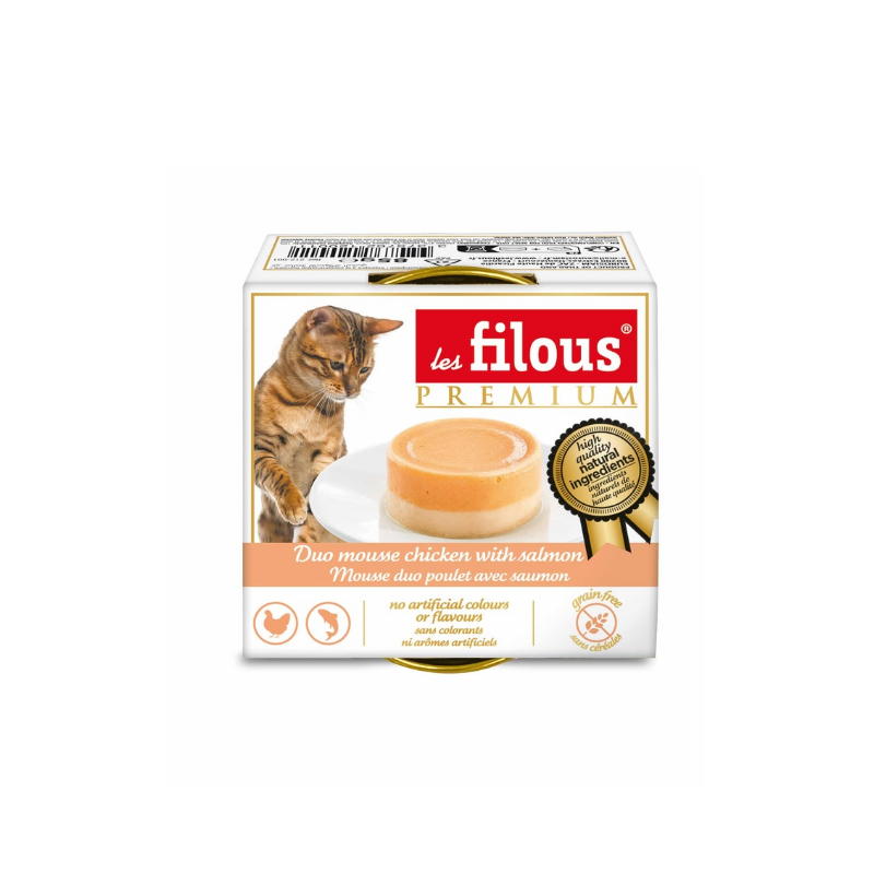 Les Filous - двоен мус за котки с пилешко месо и сьомга - 6 броя x 85 гр.