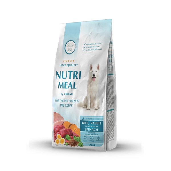 NutriMeal - суха храна за кучета от средни и едри породи с телешко и заек - 10 кг.