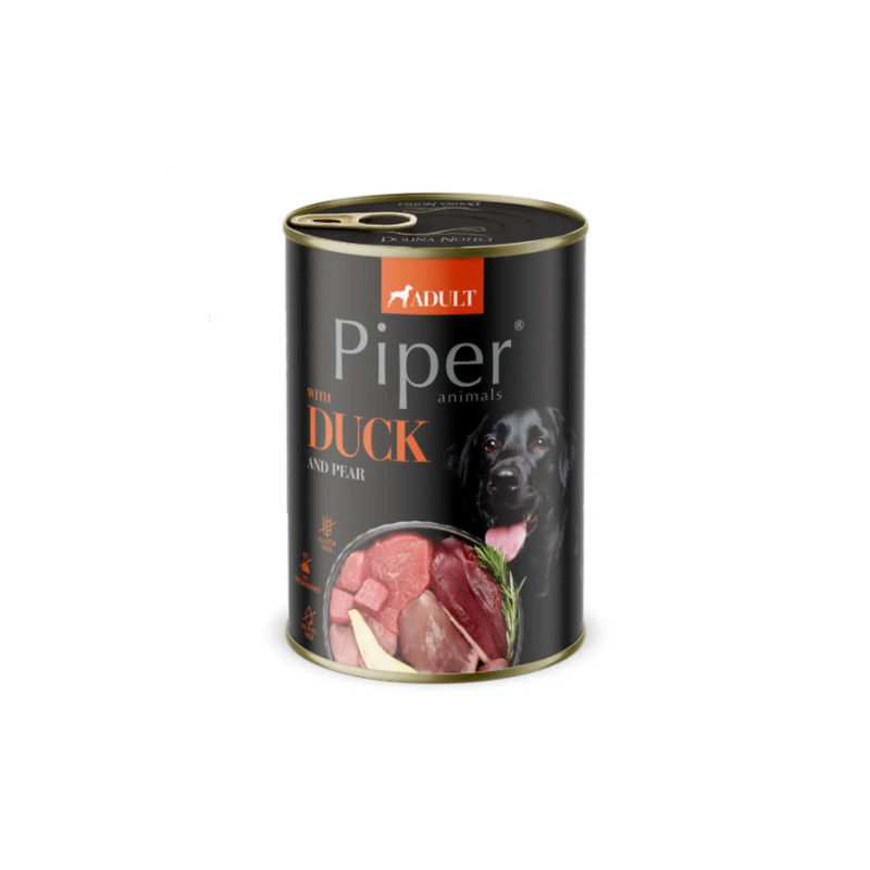 Piper Adult - консервирана храна за кучета с патица и круша - 6 броя х 400 гр.
