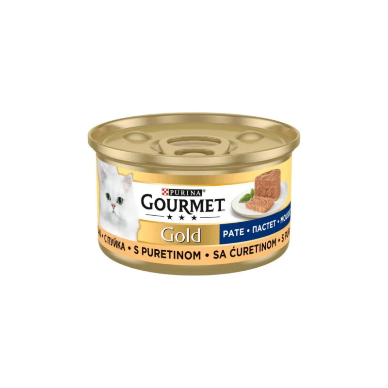 Gourmet Gold - консервирана храна за котки с пуйка - 6 броя х 85 гр.