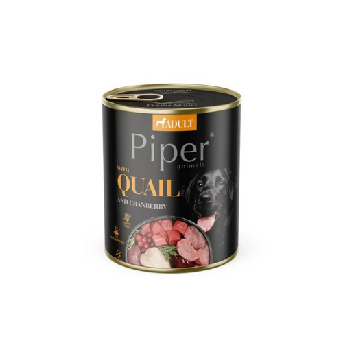 Piper Adult - консервирана храна за кучета с пъдпъдък и боровинки - 6 броя х 400 гр.