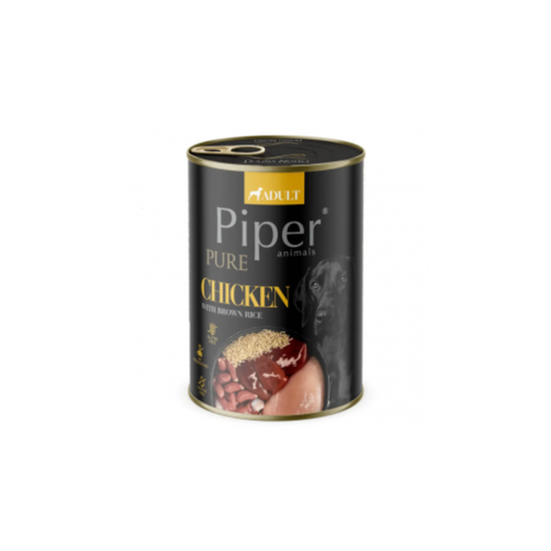 Piper Adult - консервирана храна за кучета с пилешко и кафяв ориз - 6 броя х 400 гр.
