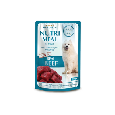 NutriMeal - паучове за кучета с телешко месо - 6 броя x 85 гр.