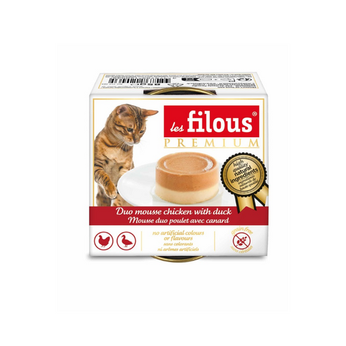 Les Filous - двоен мус за котки с пиле и патица - 6 броя x 85 гр.