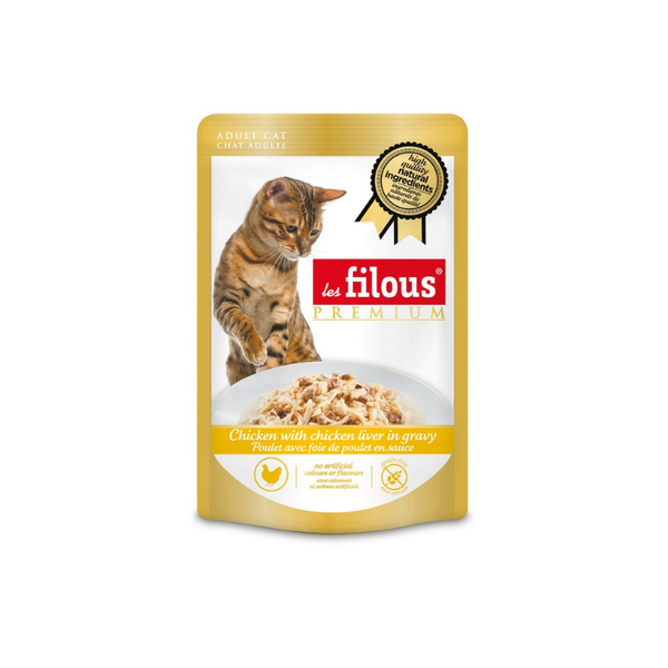 Les Filous - паучове за котки с пиле и сьомга в сос - 6 броя x 80 гр.
