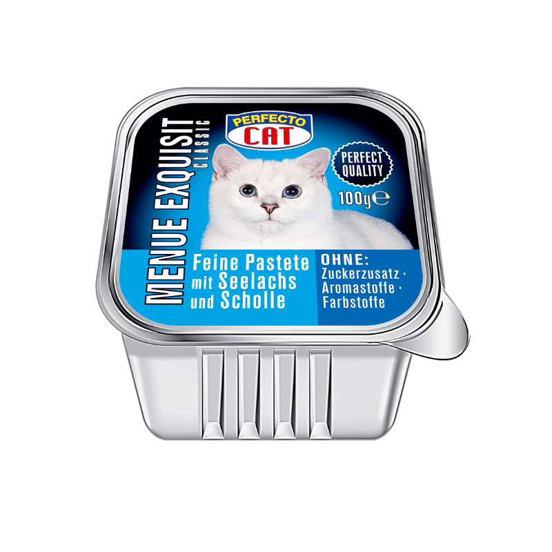 Perfecto Cat - пастет за котки с треска и писия - 6 броя x 100 гр.