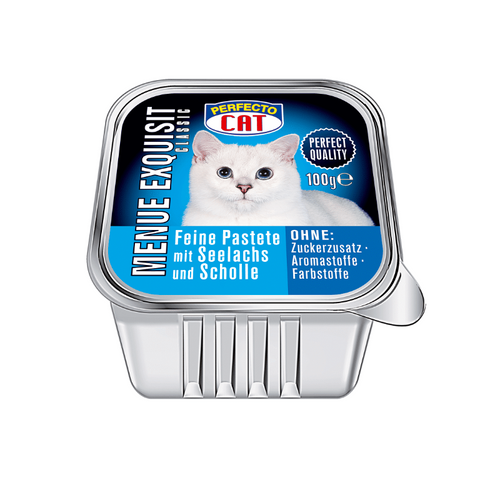 Perfecto Cat - пастет за котки с треска и писия - 6 броя x 100 гр.