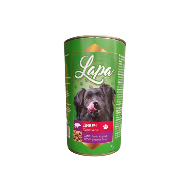 Lapa - консервирана храна за кучета с дивеч - 6 броя x 1.250 кг.