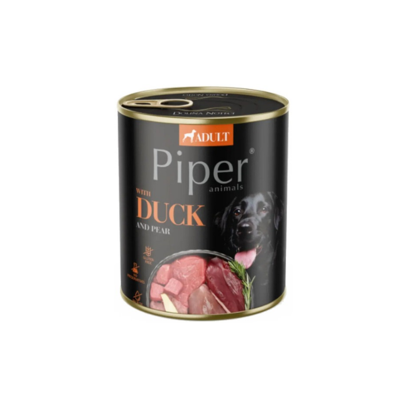 Piper Adult - консервирана храна за кучета с патица и круша - 6 броя х 800 гр.