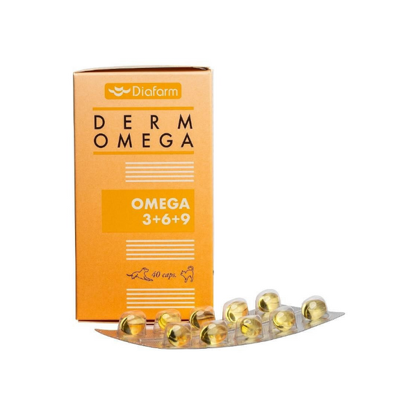 Diafarm Omega - Хранителна добавка за кожа и козина за кучета и котки - 40 капсули в опаковка