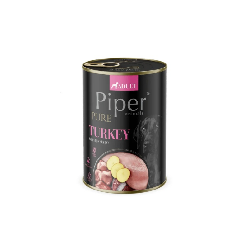 Piper Adult - консервирана храна за кучета с пуйка и картофи - 6 броя х 400 гр.