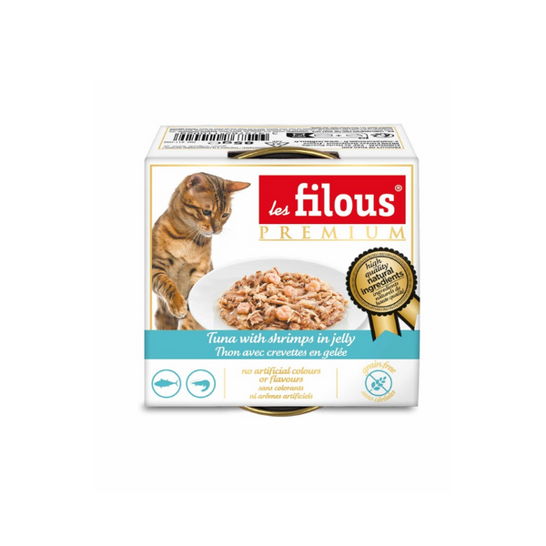 Les Filous - пастет за котки късчета риба тон със скариди в желе - 6 броя x 85 гр.