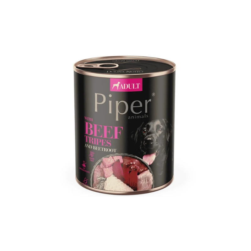 Piper Adult - консервирана храна за кучета с говеждо шкембе и червено цвекло - 6 броя х 400 гр.