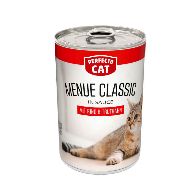 Perfecto Cat - Консервирана храна за котки с говедо и пуйка - 6 броя x 400 гр.