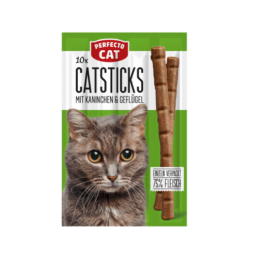 Perfecto Cat - лакомства за котки саламени пръчици със заек и пиле - 10 броя в опаковка