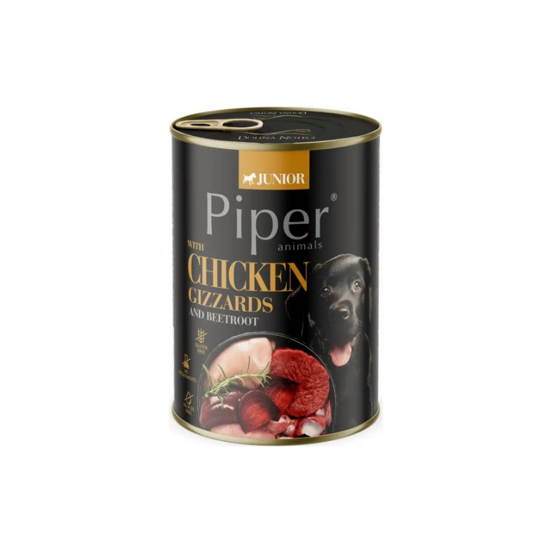 Piper Junior - консервирана храна за подрастващи кучета с воденички и цвекло - 6 броя х 400 гр.