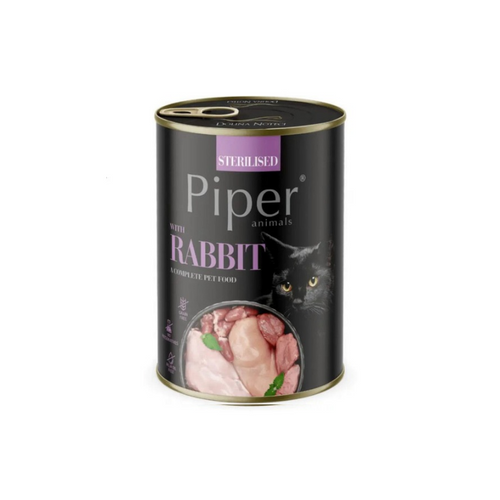 Piper Cat - консервирана храна за кастрирани котки със заешко - 6 броя х 400 гр.