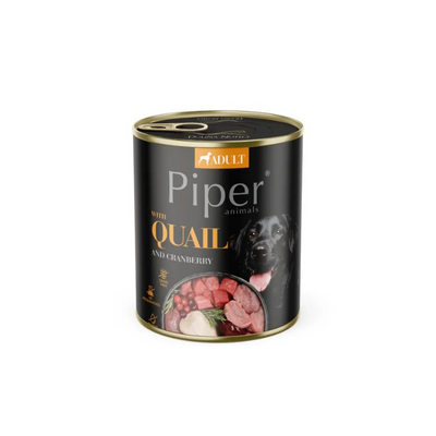 Piper Adult - консервирана храна за кучета с пъдпъдък и боровинки - 6 броя х 800 гр.
