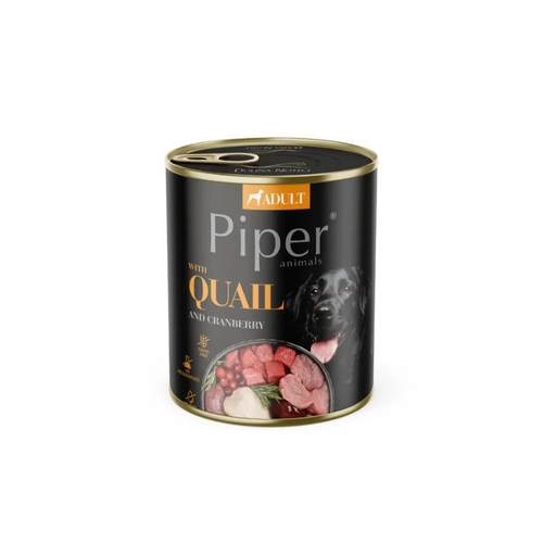 Piper Adult - консервирана храна за кучета с пъдпъдък и боровинки - 6 броя х 800 гр.
