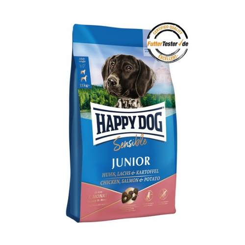 Happy Dog Junior - суха храна за подрастващи чувствителни кучета с пиле,сьомга и картоф