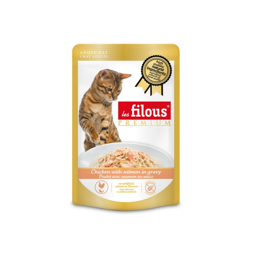 Les Filous - паучове за котки с пиле и дроб - 6 броя x 80 гр.