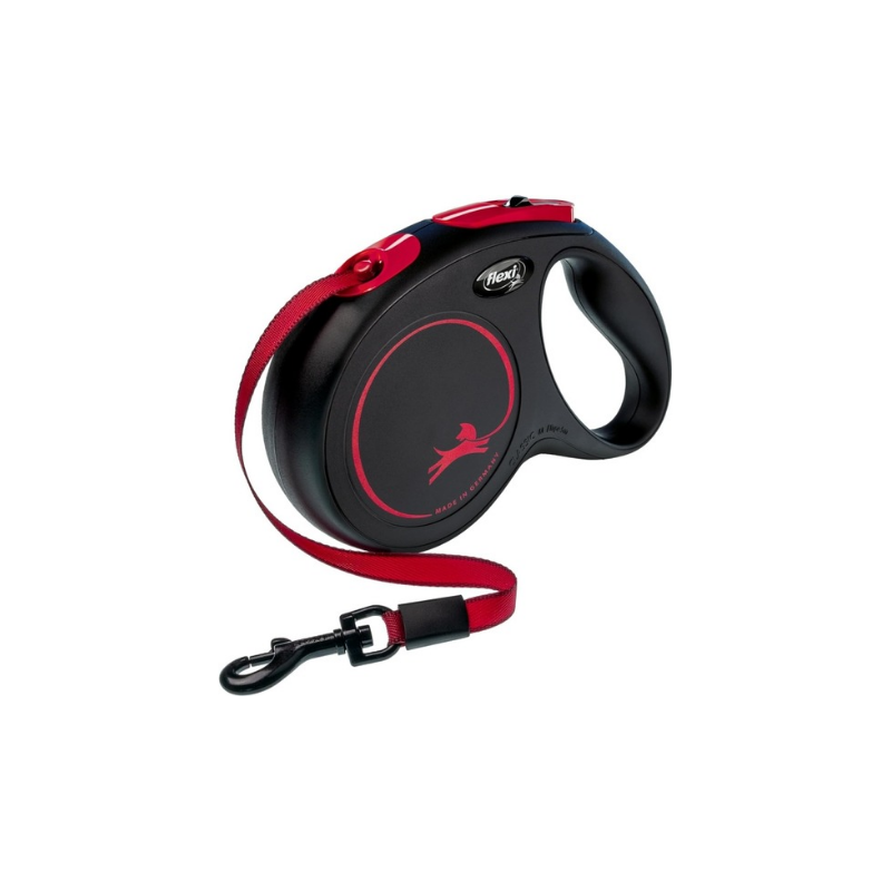 flexi Classic Black Fire M Tapе - лента 5 м. до 25 кг. в черно/червено