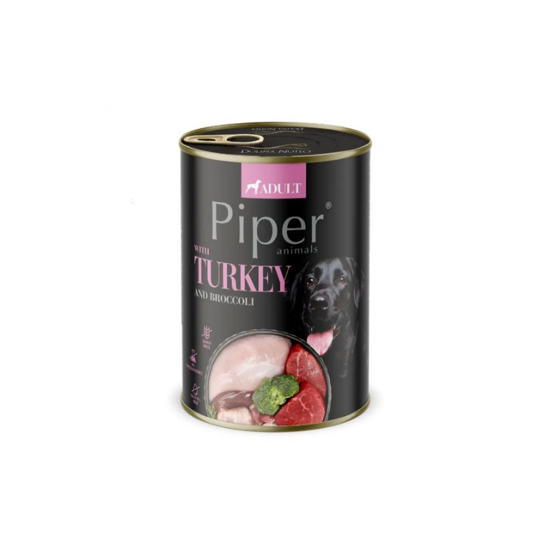 Piper Adult - консервирана храна за кучета с пуйка и броколи - 6 броя х 800 гр.