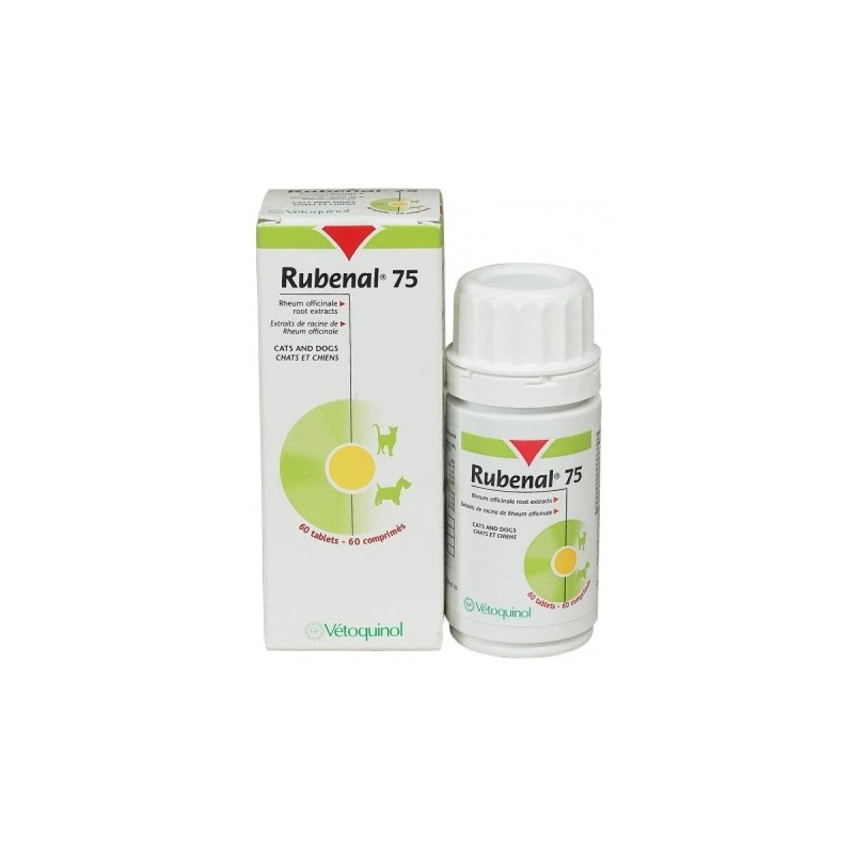 Vetoquinol Rubenal 75 - Хранителна добавка за кучета и котки с хронична бъбречна недостатъчност – 60 таблетки