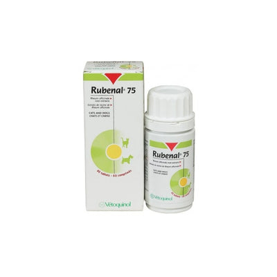 Vetoquinol Rubenal 75 - Хранителна добавка за кучета и котки с хронична бъбречна недостатъчност – 60 таблетки