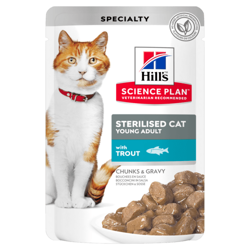 Hill’s - паучове за кастрирани котки с пъстърва - 6 броя x 85 гр.