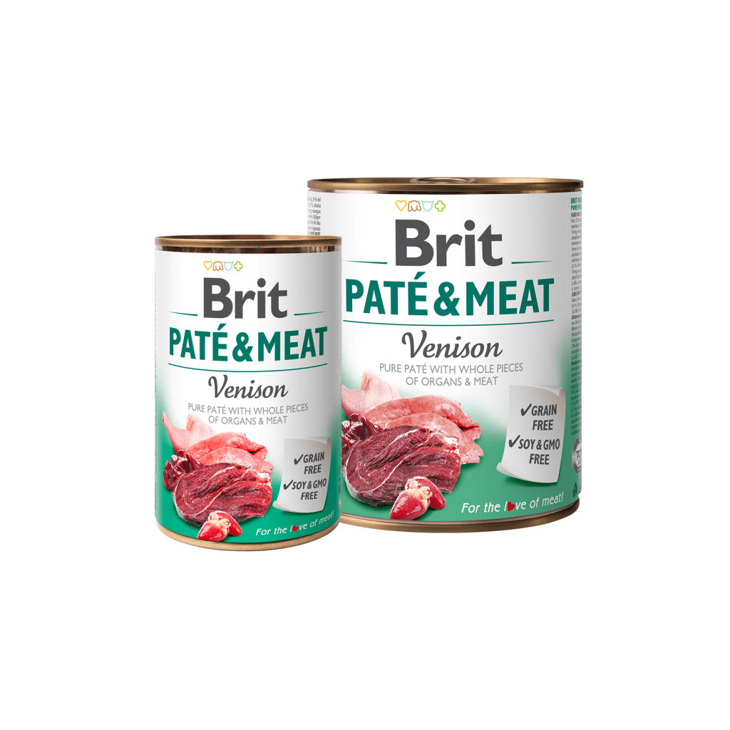 Brit PATÉ & MEAT - консервирана храна за кучета с прясно еленско месо - 6 броя х 400 гр. или 6 броя х 800 гр.
